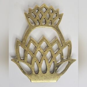 Vintage 1970 Brass Pineapple Trivet - 7" By Virginia Metalcrafters